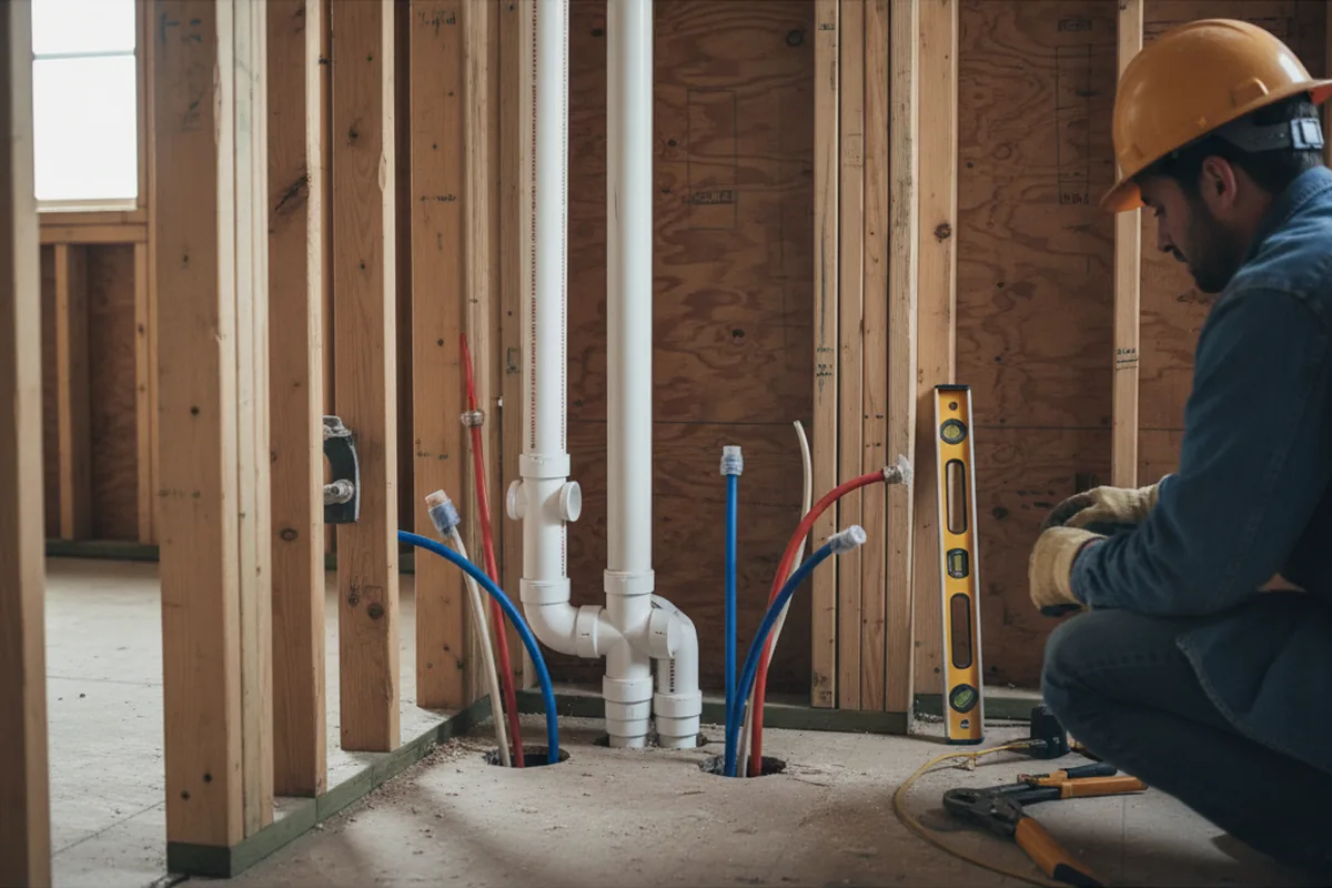 Drain and supply rough-in during Toilet Repair and Installation in Kosciusko