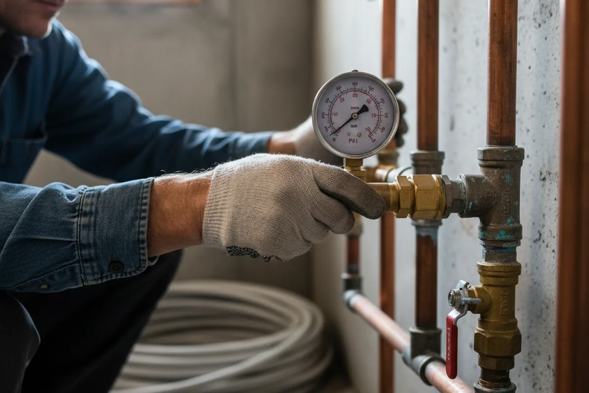 Pressure testing a repaired line during Water Line Repair in Kosciusko
